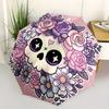 1pc Pink Cute Skull Pattern Automatic 3-Fold Umbrella, 8 Steel Frames, High-Value Folding Umbrella, Suitable for Office, Travel and Outdoor Adven