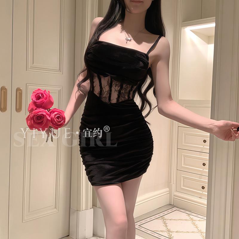 Erotic Underwear, Hot Girl sexy halter wrap skirt, lace Seductive Slimming, nightclub uniform, women's sleeping dress 1151