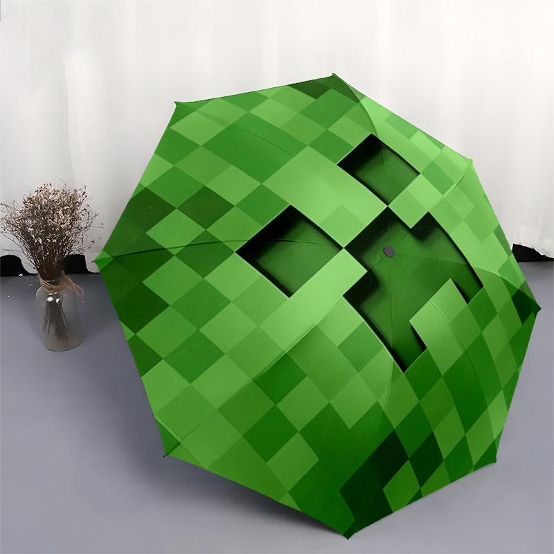 1pc My World Pixel Game Creeper Themed High-quality Umbrella,Automatic Opening and Closing Umbrella,Multi-functional Umbrella G0811169