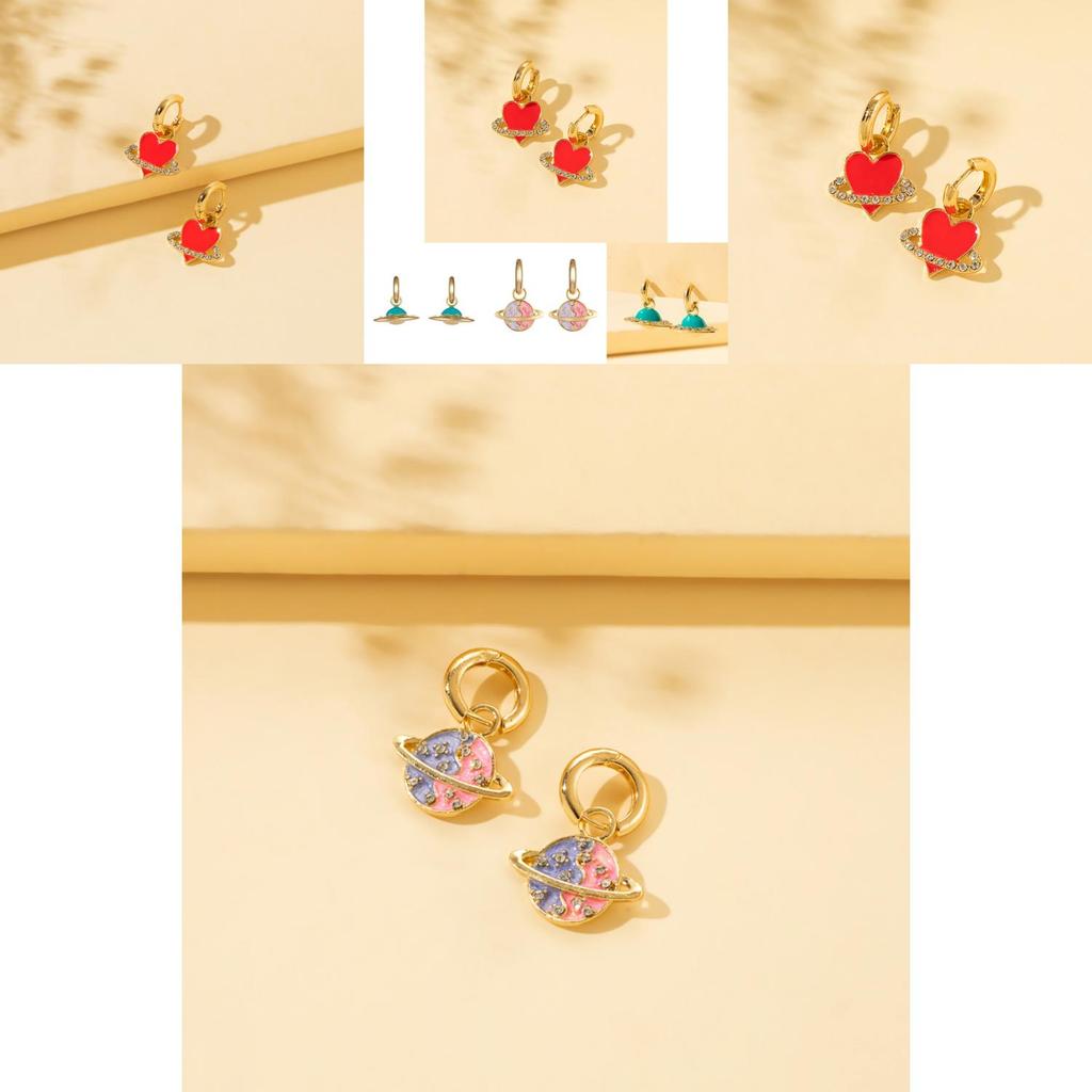 Stylish Summer 2022 Alloy Heart And Planet Earrings For Trendy Fashion Lovers