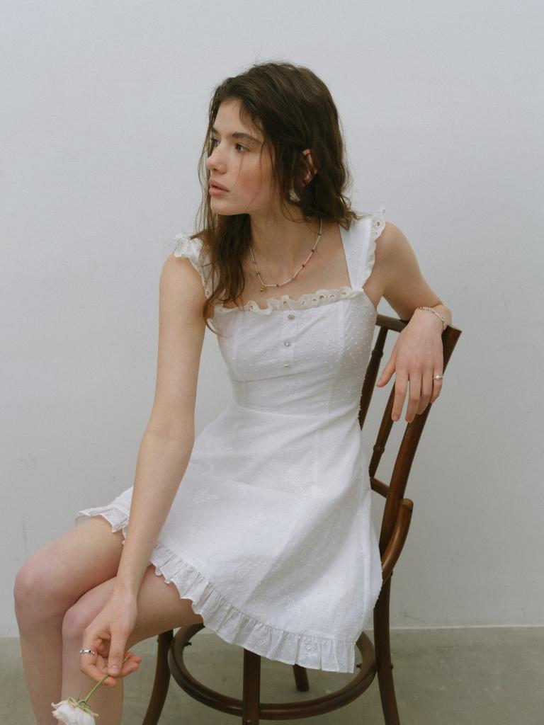 Sinseuden French Embroidered Mini Dress