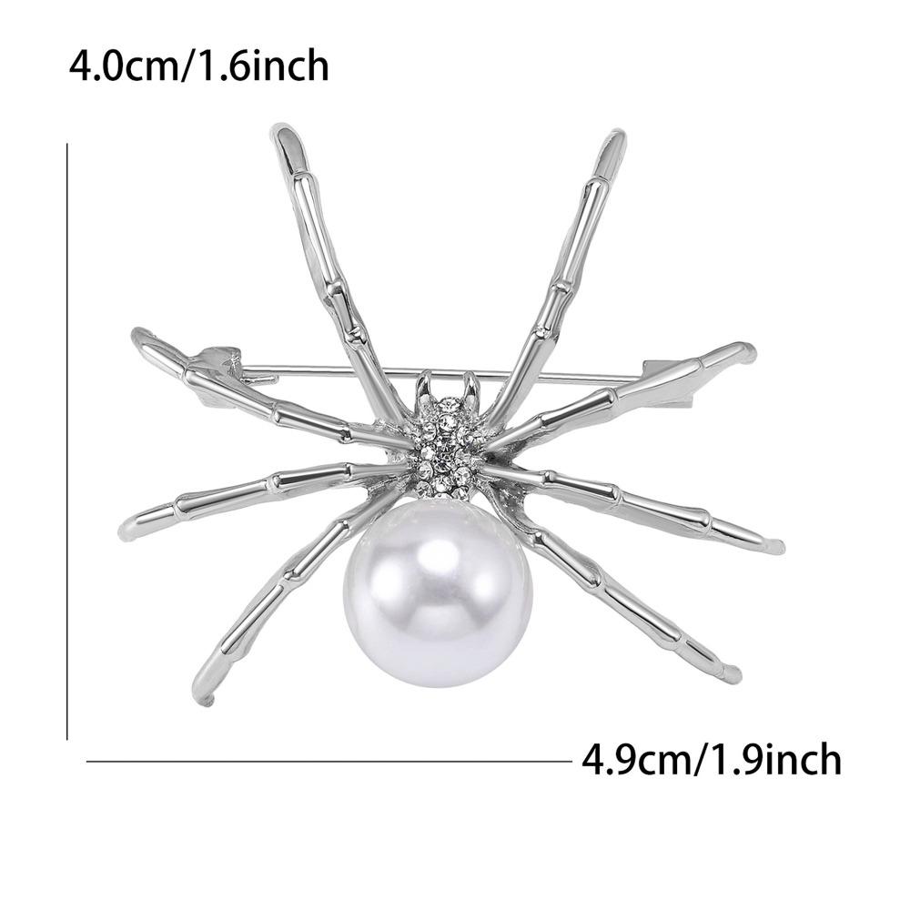 Exaggerated Design Spider Brooches White Pearl Black Pearl Punk Brooches Metal Pin Creative Design Animal Jewelry