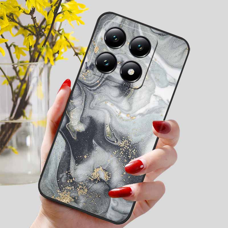 For Xiaomi 14T / 14T Pro Case Fashion Black TPU Marble Painted Cover for Xiaomi 14T Pro Shockproof Shell Capa Silicon Bag 6.67''