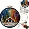DIY Material Nativity Embroidery Set Pre-printed Pattern on Cloth with EN Instructions, Thread Christmas Embroidery Kit