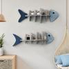 Nordic Style Wall Wooden Fish Row Shelf Cafe Living Room Decorative Pendant Wall Baffle Bookshelf Home Decoration Accessories