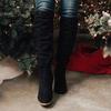 Large Size High Heel Velvet Long Boots Women's Over Knee Pointed Toe Boots Winter Rubber Sole Shoes for Adult Ladies