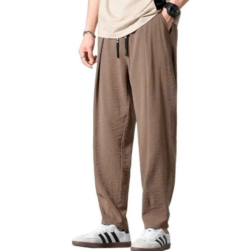 Summer Thin Pants Men's Trendy Brand Loose Large Size Ice Silk Casual Pants Drop Straight Pants