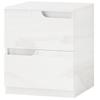 Modern Wooden Bedside Table with 2 Drawers and Glossy Design, 40x40x48 Cm, White