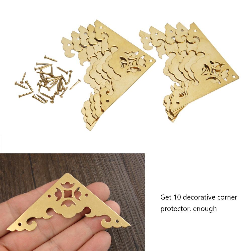 10pcs Hollow Antique Decorative Box Corner Retro 5.5cm Corner Protector Brass Metal Corner Protector Furniture Hardware