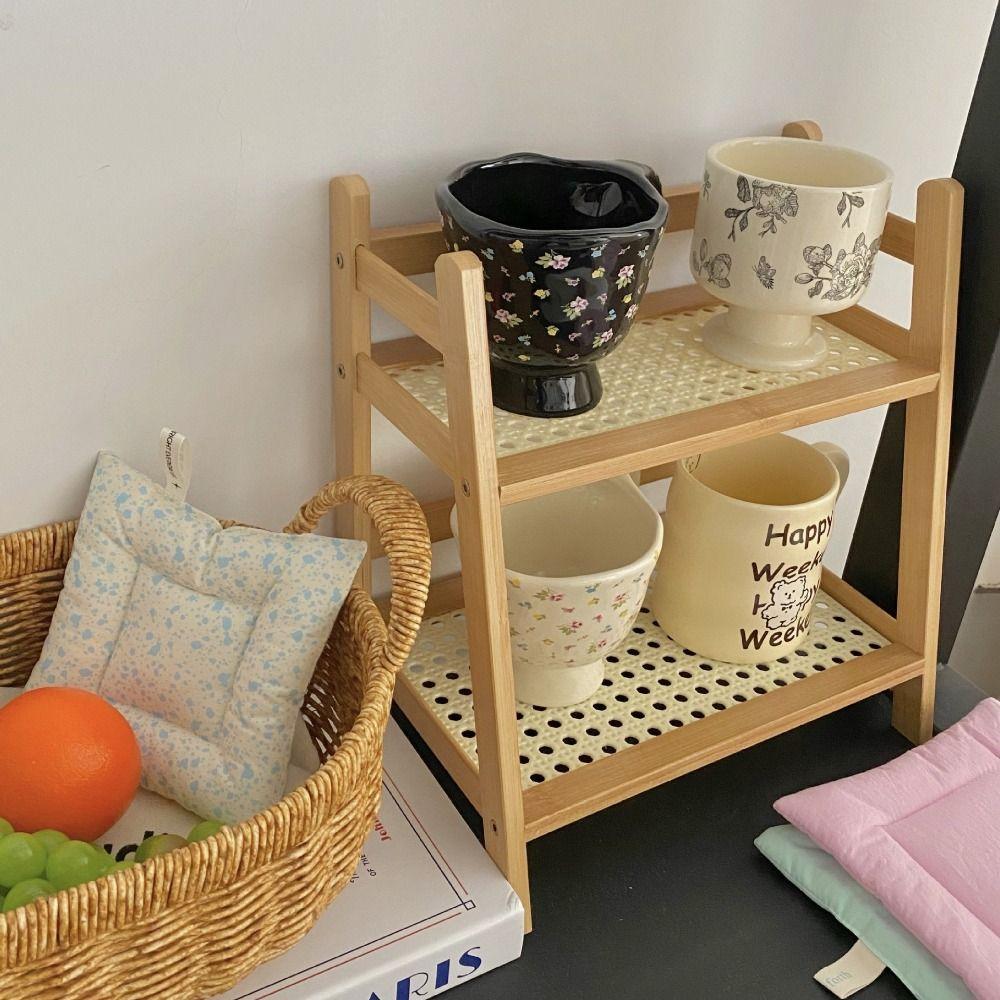 INS Trapezoidal Desk Display Rack 2-Tier Office Storage Rack Cosmetics Storage Shelf  Dorms