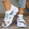 Multi Color Floral Print Chunky Heel Sneakers Women Rhineshion Mesh Sport Shoes Thick Platform Soft Comfort Woman Shoes