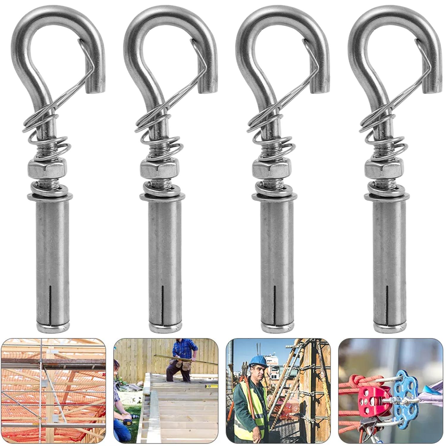 

1-5pcs Stainless Steel Self Locking Spring Hooks Adjustable Hanging Hangers Closed Spring Opening Sleeve Hardware Fasteners 1pc