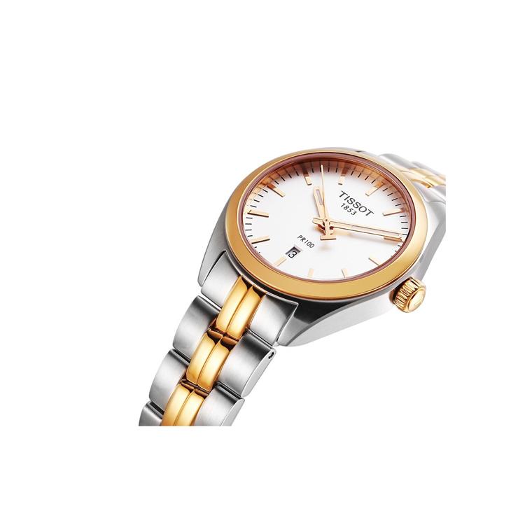 Tissot PR100 Collection Quartz Movement 100m Water Resistance Women's Watch 33mm Silver Dial T101.210.22.031.01