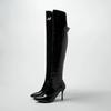 Fashion Super high heel heel women's boots patent leather bright leather shoes winter high leg over knee boots steel tube dancing shoes
