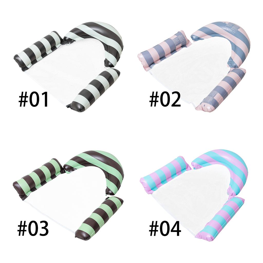 Stripe Pattern Float Air Cushion Leakproof Inflatable Floating Single Seat Thickened Floating Bed for Summer Water Entertainment