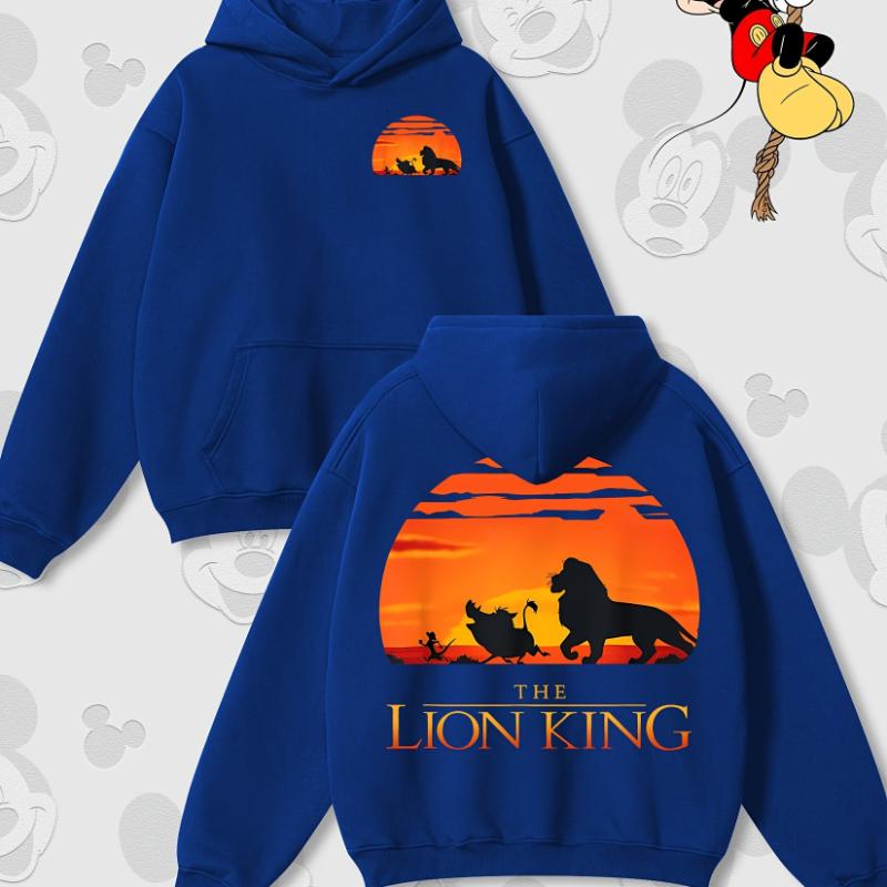 Disney Cartoon Print Autumn and Winter Hooded Sweater Crew Neck Long-sleeved Hoodie Loose Casual Style Suitable for Men Women