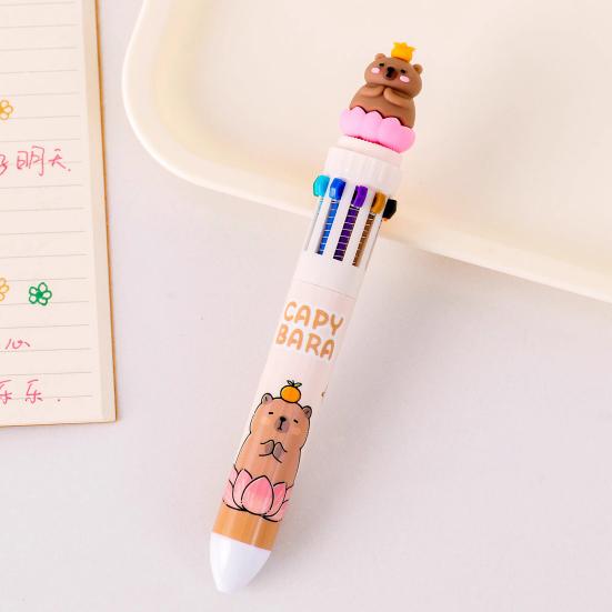 Multicolor 10-in-1 Ballpoint Pen Cute Capybara Ballpoint Pen Push-Type Writing Pen