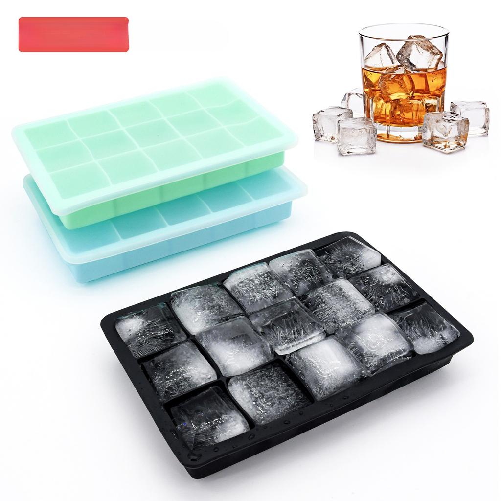 Ice Film with Silicone Large Capacity 15 Food Grade Ice Mold Ice Box Square with Cover Silicone Ice Box