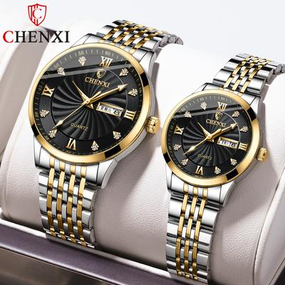Nové luxusní pánské hodinky TOP značky s krabičkou Business Double Calendar Steel Belt pánské Quartz hodinky