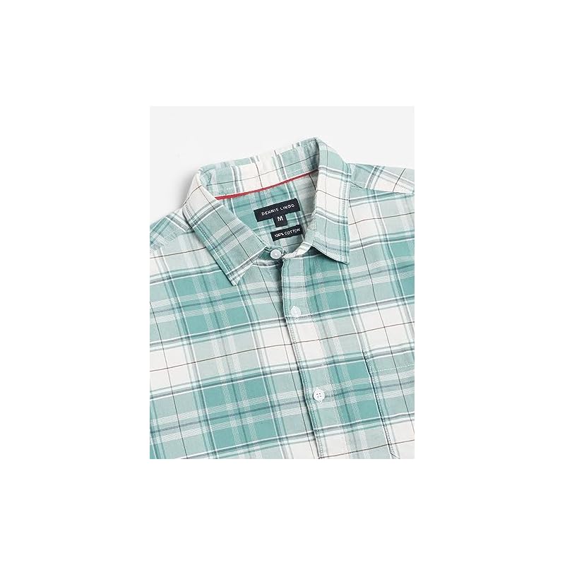 Dennis Lingo Men' Checks Spread Collar Casual Shirt (Dlmshw23015_Gn_Xxl)
