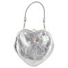Metallic Effect Iconic Saturn Logo Goat Leather Shoulder Tote Bag Women Handbags Silver 4B01000CWL00ACQ401