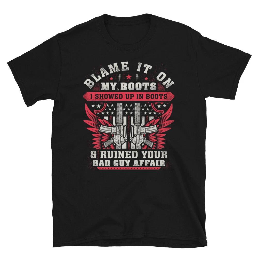 Veteran Showed Up In Boots American US Patriotic Classic Fit T-Shirt L