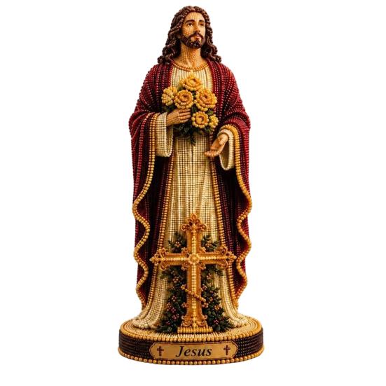 Sacred Jesus Statue 3D Beaded DIY Kit Christian Cross Faith Pray A