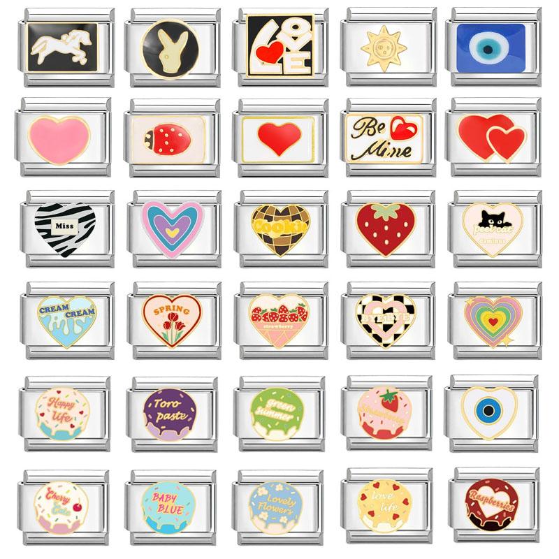 

Винтажные квадратные бусины с изображением сердца, бабочки и собаки, подходят для итальянских подвесок, 9 мм, браслет из нержавеющей стали, ювелирные изделия, изготовление своими руками