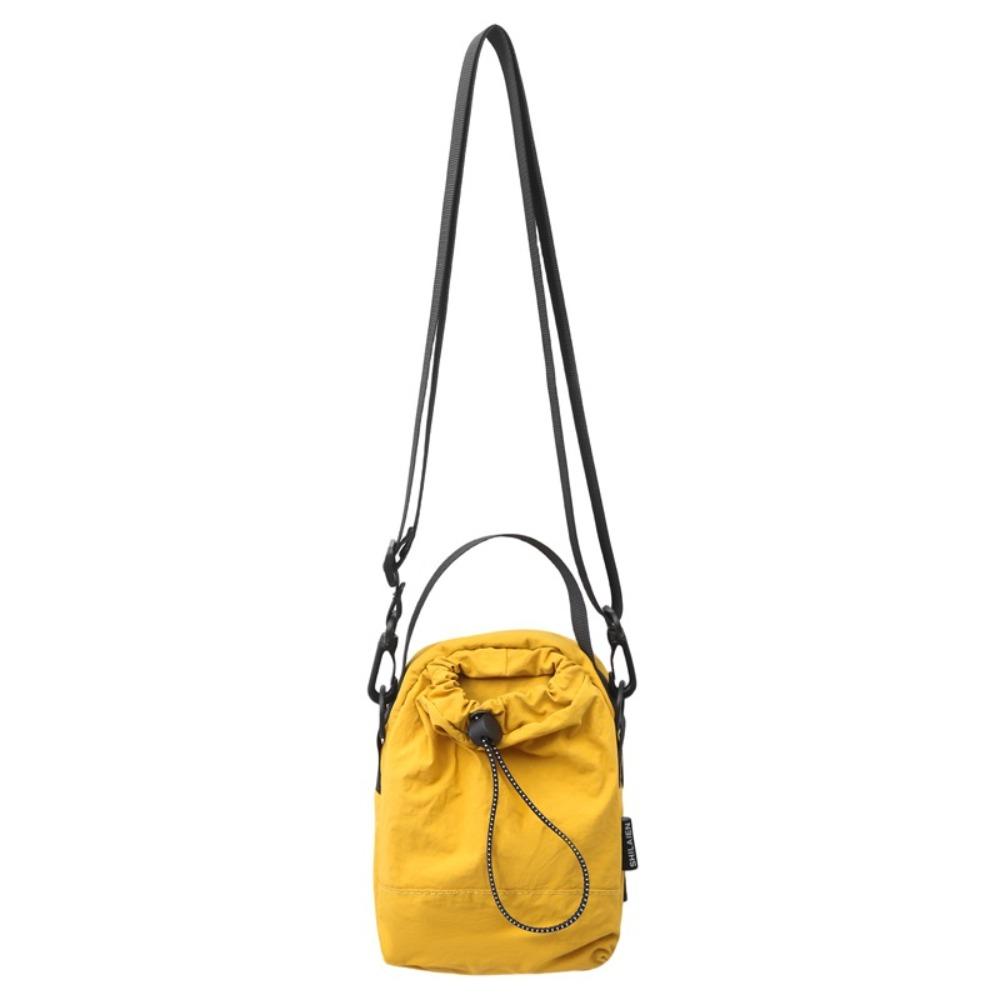 

Solid Color Nylon Shoulder Bag Coin Pouch Mobile Phone Pack Drawstring Crossbody Bag Outdoor жёлтый