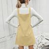Ladies' Loose Casual Slimming V-neck Color Corduroy Fashionable Shoulder Strap Skirt