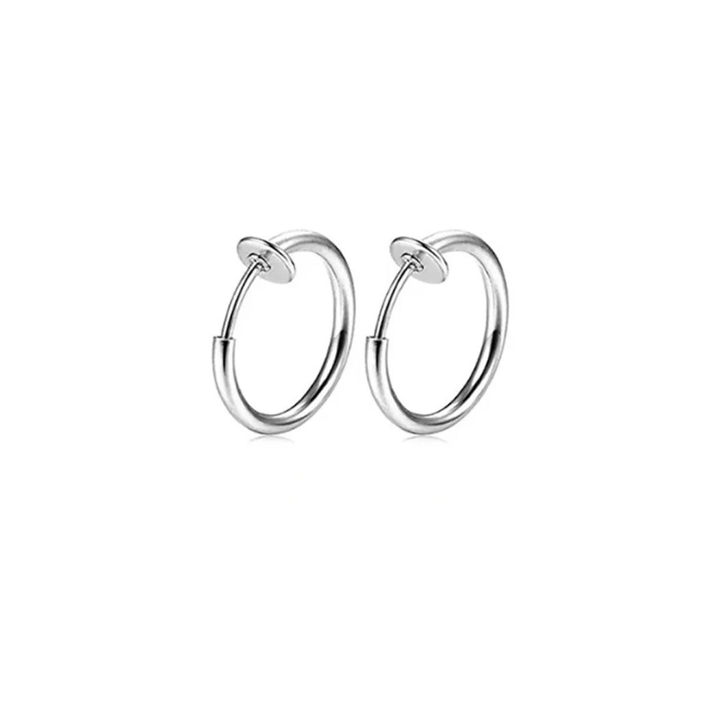 2pc/set Fake Nose Ring Hoops, Clip On Ear Fake Septum Ring Non Piercing Spring Hoop Earrings Lip Ring Fake Cartilage Earrings