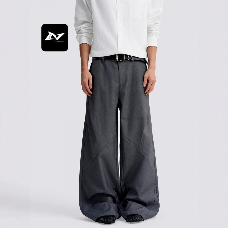 American Vintage Pleated Straight Leg Trousers Unisex Casual Loose Slim Fit Daily Wear