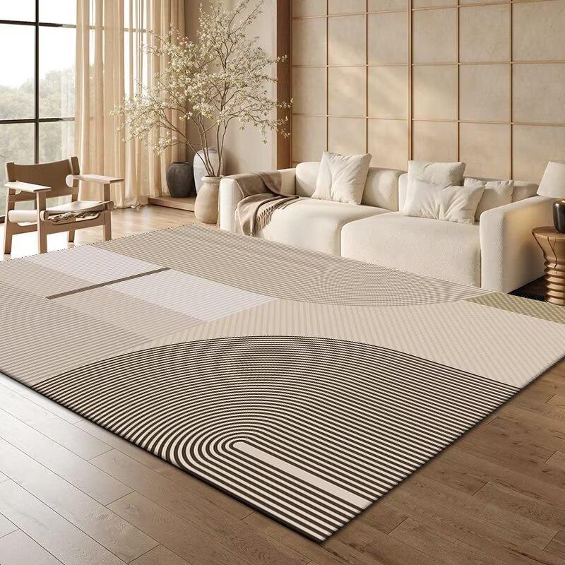 Minimalism Japandi Lines Living Room Carpet - Antiskid Washable Fluffy Large Area Dining Room Rug Decoration Home Cloakroom Mat