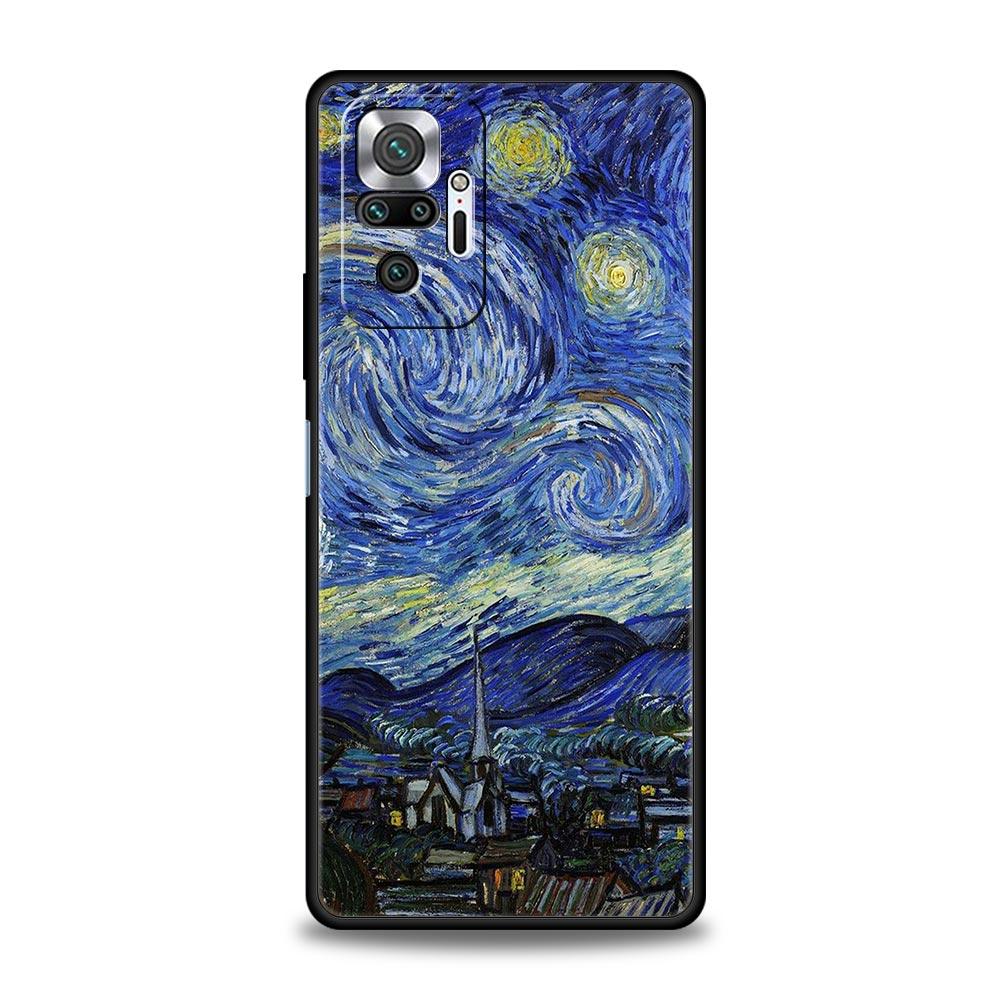 

Чехол для телефона с картиной Ван Гога маслом для Xiaomi Redmi Note 12 11 10 9 9T 8 7 9s Pro Plus K50 K40 Gaming 10C 9C 9A Черный корпус Redmi 9