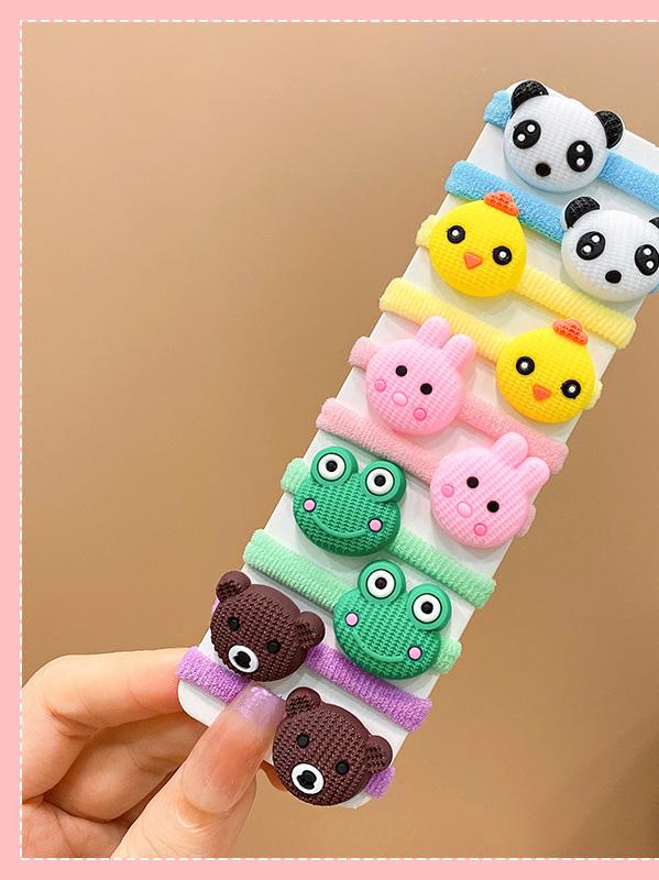 10pcs New Fashion High Elasticity Sweet Cute Baby Hair Rope Girls Hair Accessories Rubber Band for Children Cartoon Hair Band