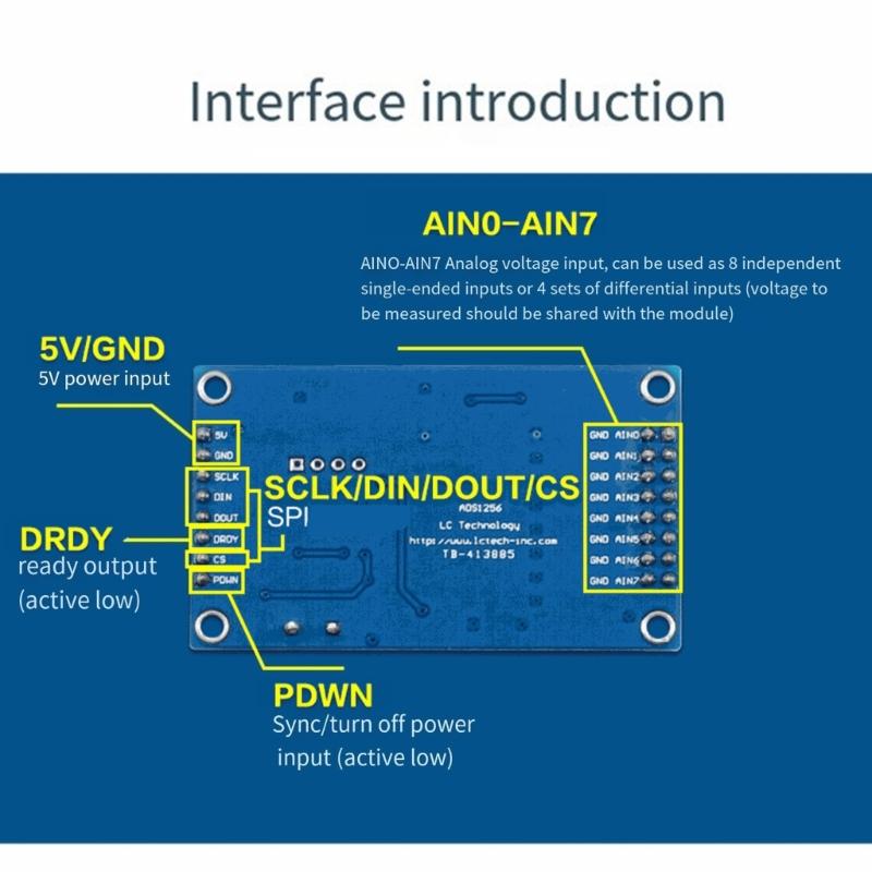 ADS1256 8Channel 24Bit ADC Module with TI ADS1256IDB Chip for Embedded Systems and Industrial Automation