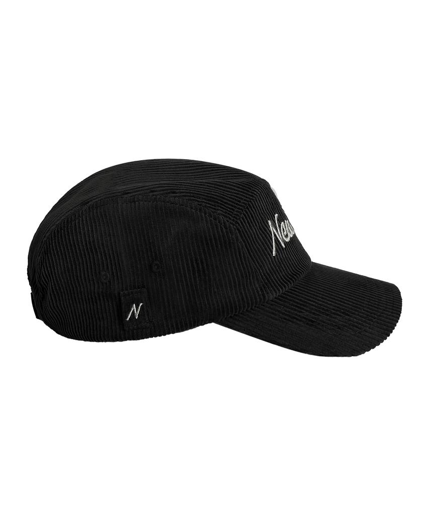 Nyuteib Oversized Corduroy Slotted Camp Cap - Black
