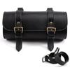 evomosa Motorcycle Saddlebag Mini Bike Fork Handlebar PU Leather Tool Storage Bag (Black)