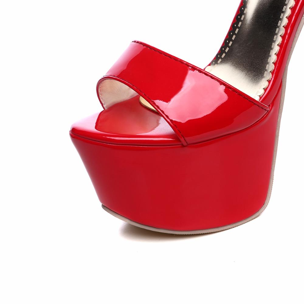 Fashion Summer Women Sandals Platform Flip Flops Sexy Red White Extreme 16cm High Heels Luxury Party Wedding Dance Shoes Lady Large Size
