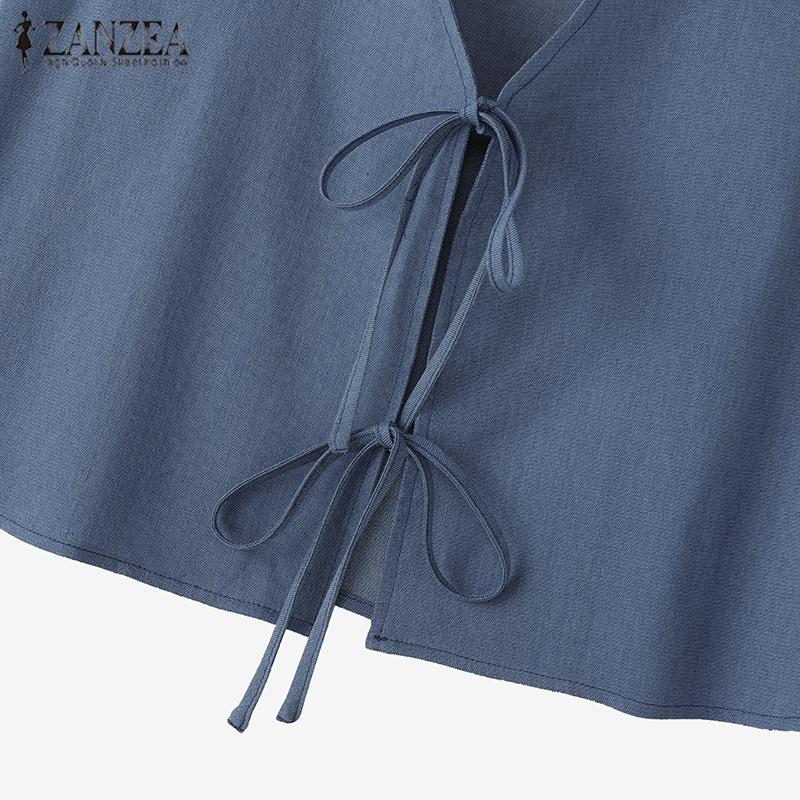 ZANZEA Women Summer Lace Up V-Neck Casual Sleeveless Vest Tops