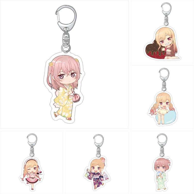 6Cm Kawaii Anime My Dress Up Darling Series Acrylic Keychain Cartoon Character Kitagawa Marin Cute Creativity Printing Pendent