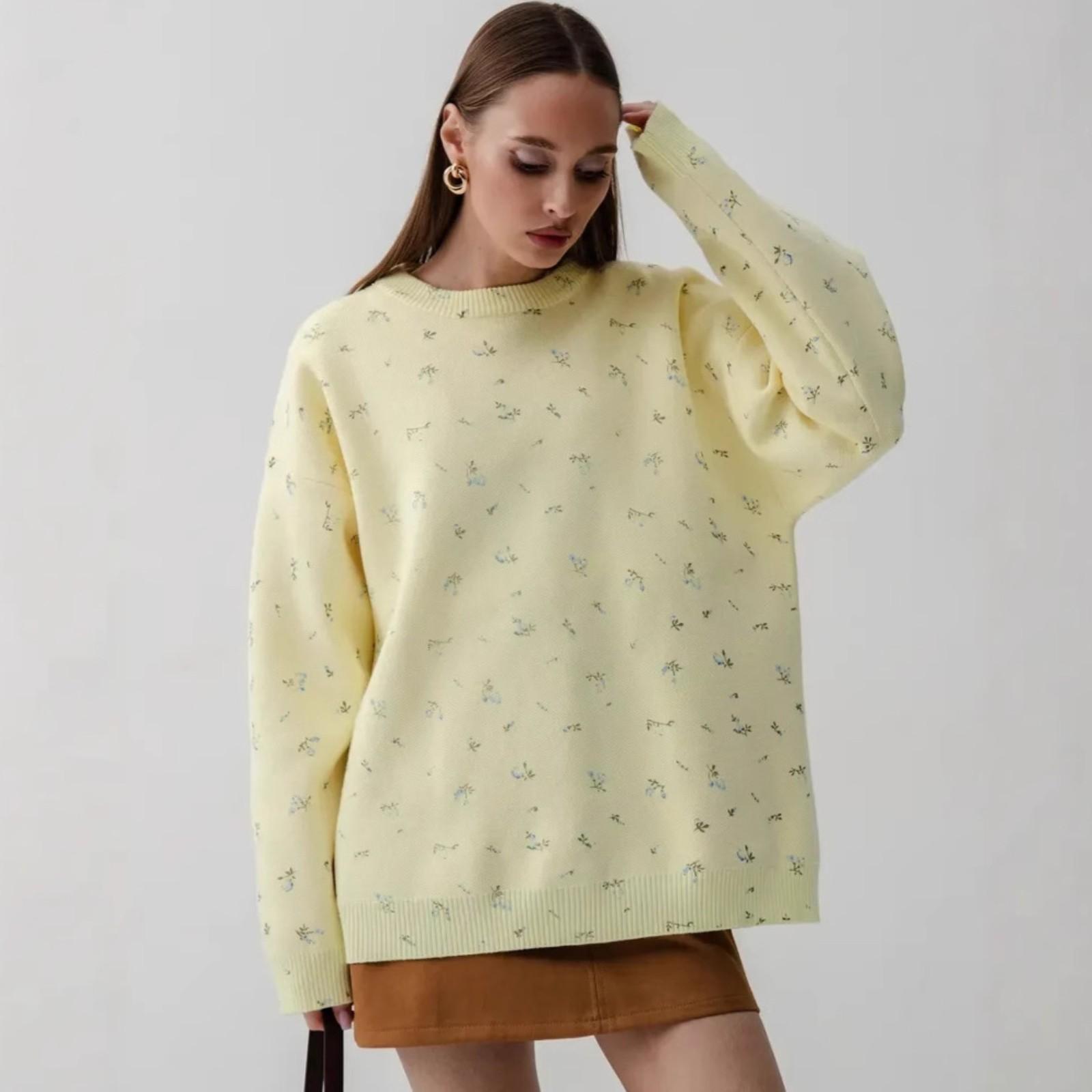 

Пуловер с длинным рукавом, свободный, ажурный, с крючком, свитер, универсальный, модный, теплый, шаль, свитер большого размера, тонкий свитер для женщин S жёлтый