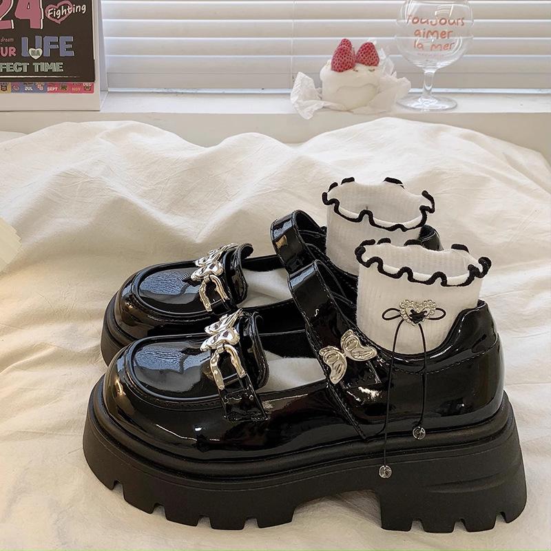 Girls' Black Leather Princess Shoes - 2025 Spring/Autumn Collection, Soft Sole, Fashionable and Stylish for Big and Little Kids