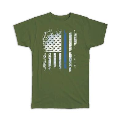 Gift T-Shirt : American Flag Back The Blue For Police Officer Support Policeman
