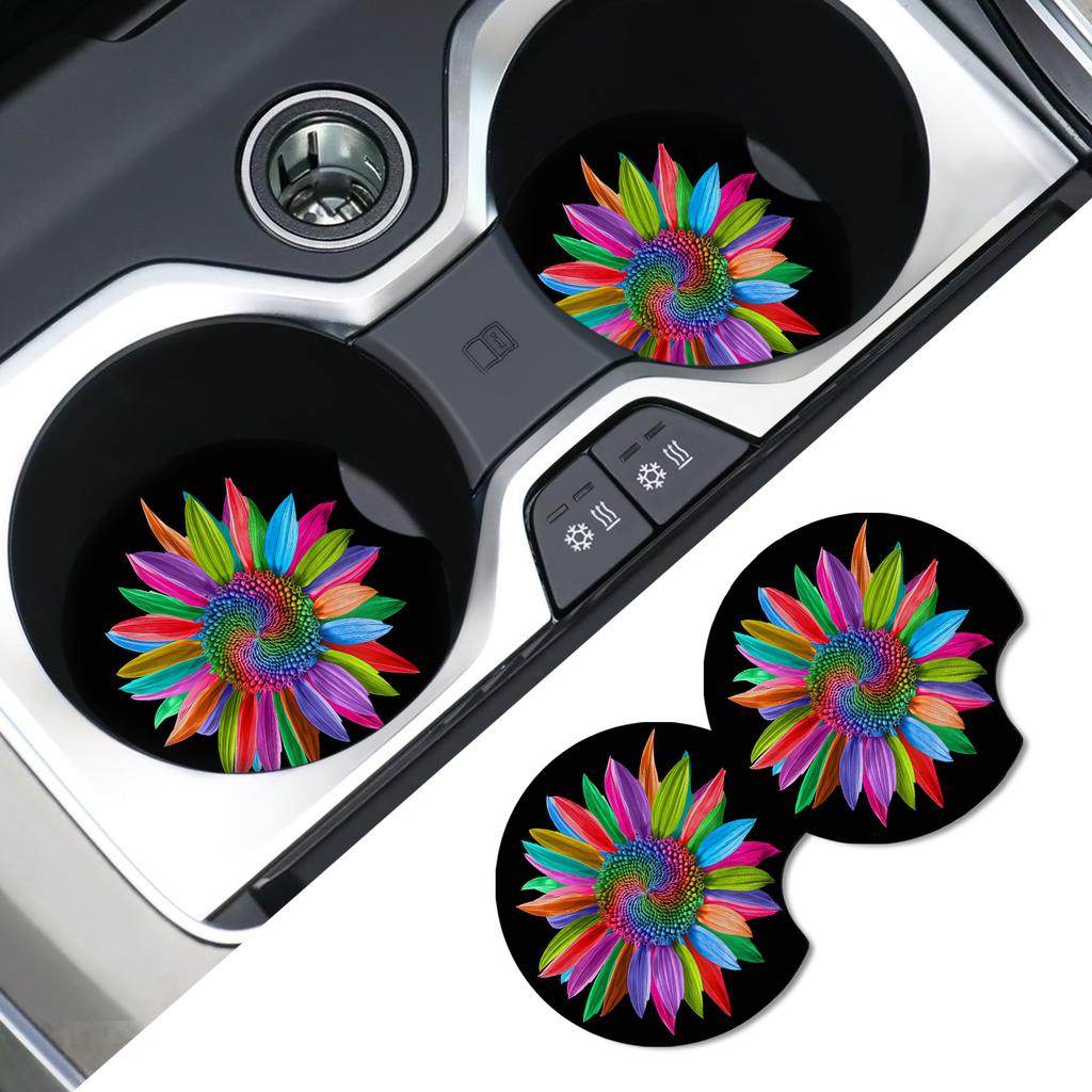 2pcs Stylish Car Absorbent Coasters Durable Non-slip Cup Holder Coasters Add Fashion to Your Car Interior