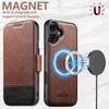 SUTENI Q-06 For iPhone 16 Case Color Splicing Magnetic Detachable Leather Phone Cover
