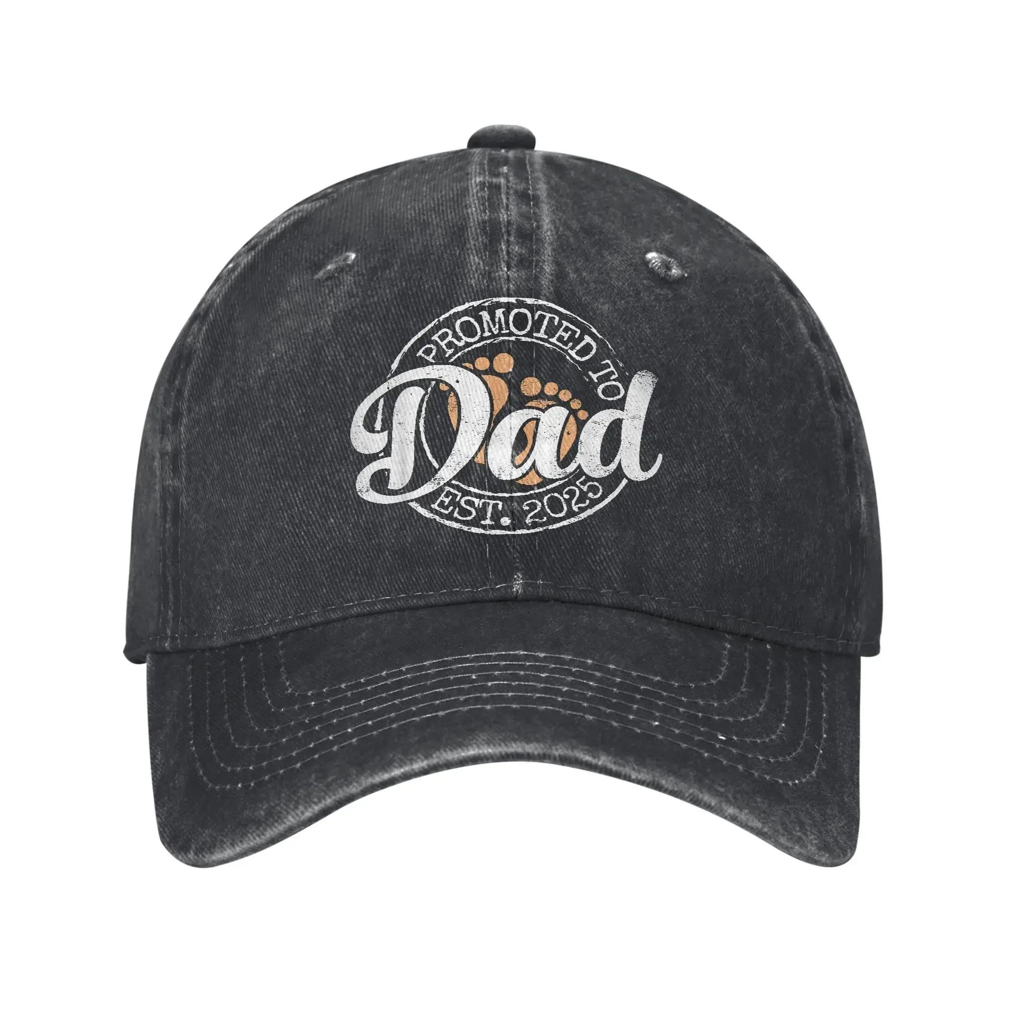 Promoted To Dad Est Daddy To Be Gifts First Time Dad Sun Baseball Cap Father Unisex Washed Hats Baseball Caps Birthday Present One Size