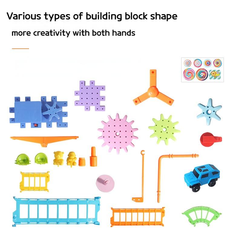 Großes 3D Elektrisches Zahnradmodell Bausteine Kunststoff Kinderhaus Blöcke Steine Pädagogisches Konstruktionsspielzeug für Kinder Geschenke