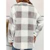 Ladies' Plush Fleece Winter Coat - Grid High Stretch Coat, Middle Eastern Elegant Collection, Machine Washable for Autumn and Winter