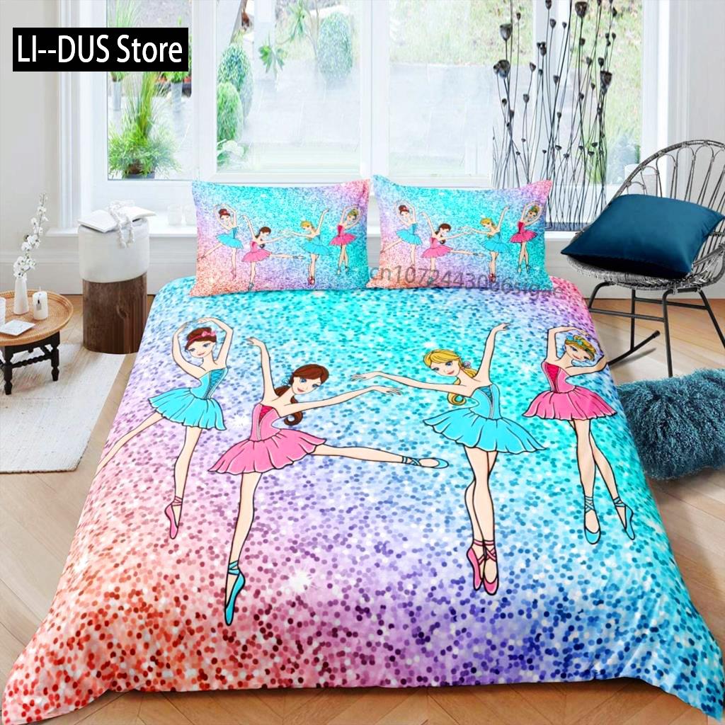 

Comforter Ballet Dancer Cartoon Dancer Girly Bedding Set Beauty Ballet Twin Queen King Microfiber Bedclothes Comforter (quilt)-EU Single(135*200cm)3pcs